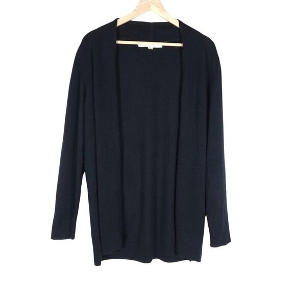 Nordstrom Collection Womens Black Open Front Cashmere Cardigan Large Classic Fit - Picture 1 of 12